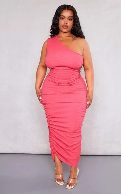 Plus Pink One Shoulder Textured Midi Dress -US Dresses Sales Store bab86fa086ca8ab8f5197174ef5b2ace730f277a cnd9985 3