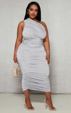 Plus Grey Slinky Ruched One Shoulder Longline Midi Dress -US Dresses Sales Store bb60b9bf49b6ca96ea1fcf0e6eae5e8ca4144383 cnc9741 1