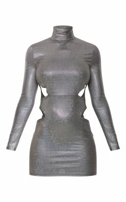 Silver Shimmer Side Cut Out Long Sleeve Bodycon Dress -US Dresses Sales Store bb8135d4570ed15db36aebd01a038f93fa71e4d6 cnb7454 5