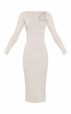 Oatmeal Brushed Jersey Cut Out Midaxi Dress -US Dresses Sales Store bc04560ed0379455a89cd32772fda38f5c68d48a cnb7258 5