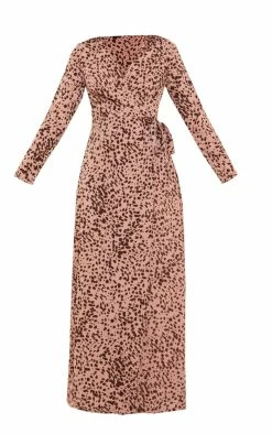 Dusty Pink Dalmatian Long Sleeve Wrap Maxi Dress -US Dresses Sales Store bcf965b8df3a55d403cb3367e5cb298da477ebab cmq2165 6