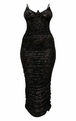 Black Sheer Zebra Ruched Maxi Dress -US Dresses Sales Store bea80189d63a5506332a9f61469c07f2868bffdd cna9047 5