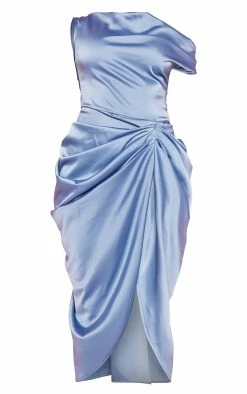 Blue Satin Off The Shoulder Draped Skirt Midi Dress -US Dresses Sales Store bff963f565fbbfd7fe1b788f088a1ca304936541 cmy4129 6