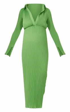 Maternity Green Plisse Button Thru Midi Dress -US Dresses Sales Store c3ab6268001670c6b6c0c8ef95ea51de09a944e5 cmw5737 6