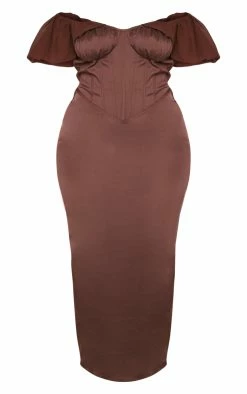 Plus Chocolate Drape Sleeve Corset Midaxi Dress -US Dresses Sales Store c5421589b2698d559dfb9c313b13ae3e505dc23e cnd4860 5
