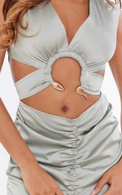 Sage Satin Plunge Snake Trim Detail Midi Dress -US Dresses Sales Store c6f092e60da4b90237b16c816b21fbae68d40e95 cnd0020 4