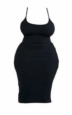 Plus Black Textured Seam Detail Cami Midi Dress -US Dresses Sales Store c7426c929d8ac7cf1d52dafeba1038e6124cb13a cnd5056 5