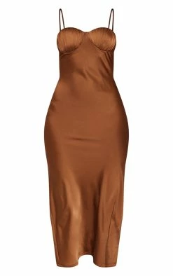 Chocolate Satin Ruched Cup Strappy Midi Dress -US Dresses Sales Store c7735ff9dff38c4f86aa0846cda5ecbf1533a0a9 cmw8350 6