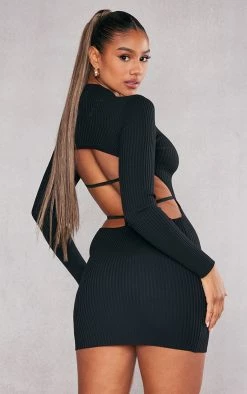 Black Rib Knit Open T-bar Back Dress 10 Black Rib Knit Open T-bar Back Dress -US Dresses Sales Store c78b24bd3557fa13bce82e1ac53b2b92f7bf984f cnb6431 4