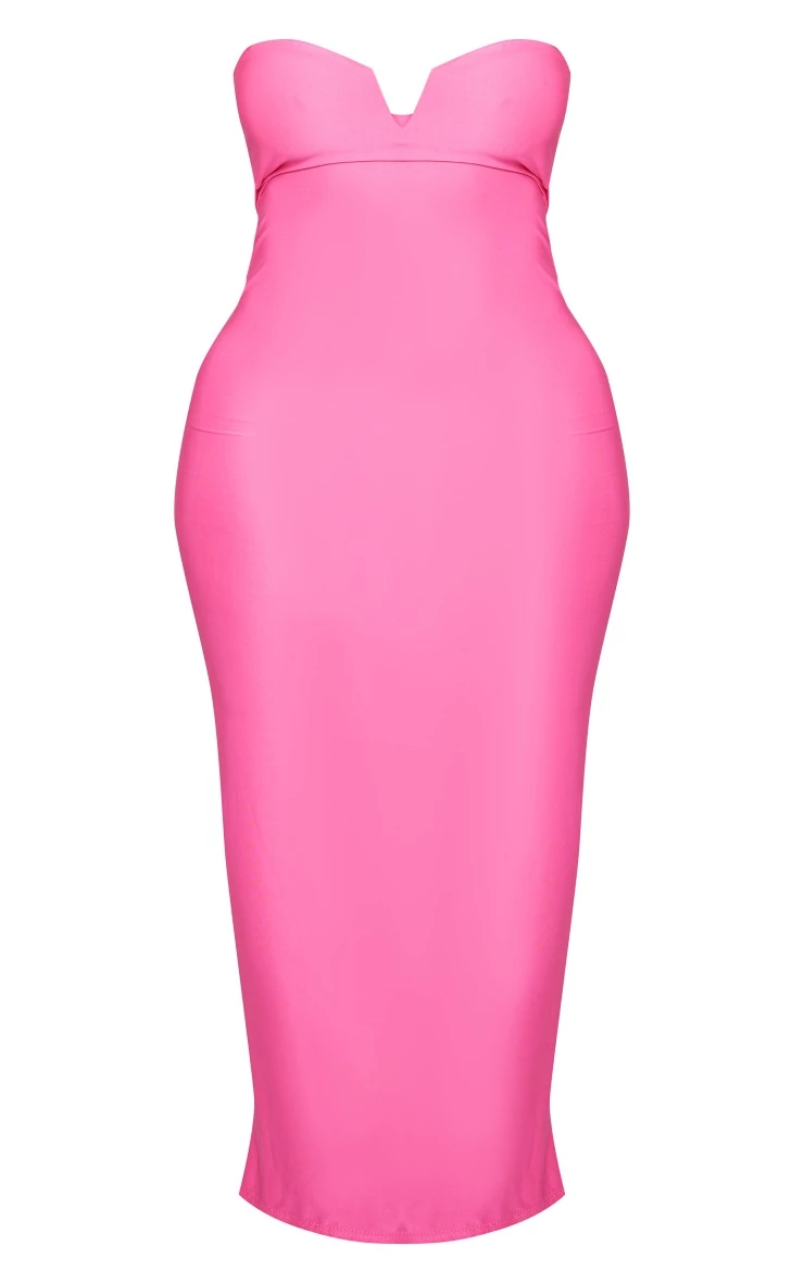 Shape Bright Pink Slinky V Bar Midi Dress 7 Shape Bright Pink Slinky V Bar Midi Dress - Image 5