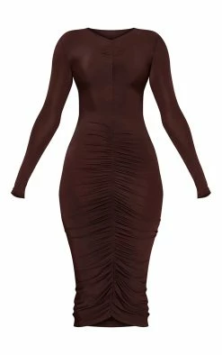 Chocolate Ruched Centre Long Sleeve Slinky Midaxi Dress 11 Chocolate Ruched Centre Long Sleeve Slinky Midaxi Dress -US Dresses Sales Store c8da472e65935bc88748e14d488b0effbc1a19c6 cmv9163 6