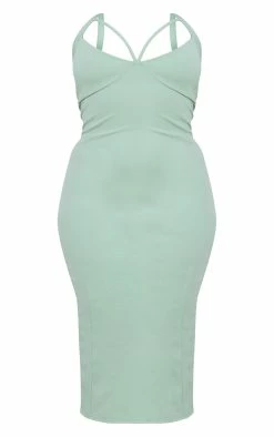 Plus Sage Green Strap Detail Midi Dress -US Dresses Sales Store c8e0477f171371574d6a532ccd2c18db56ca23dd cmy4208 6