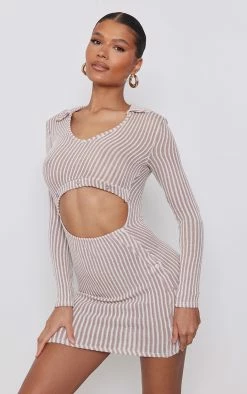 Brown Stripe Rib Knit Collar Button Bodycon Dress -US Dresses Sales Store c94dd1e7d4ead6b3c2243eb013d2ed9fb7ba1178 cnd5503 1