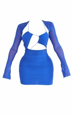 Shape Cobalt Mesh Lace Up Detail Overlay Bodycon Dress -US Dresses Sales Store c96df92bd6e2ab340c33061ebf8fbe52ebf9abfe cne5267 5
