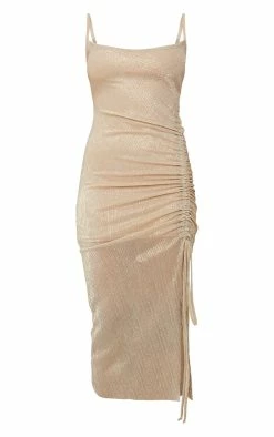 Gold Glitter Plisse Ruched Midi Dress -US Dresses Sales Store c97dabc87f9fb99d8c82c82a4a56eece5e9d8bf1 cmo1336 6