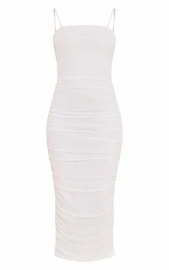 Tall White Mesh Ruched Midi Dress -US Dresses Sales Store c994e756618905aa8bd29c9c3bc1710c4a9d58f7 cna0455 6