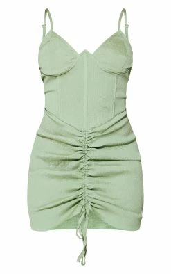 Sage Textured Boning Detail Underwired Ruched Bodycon Dress -US Dresses Sales Store ca3af859e89bf7af3f0ac80044033beae369a8d5 cnd7682 5