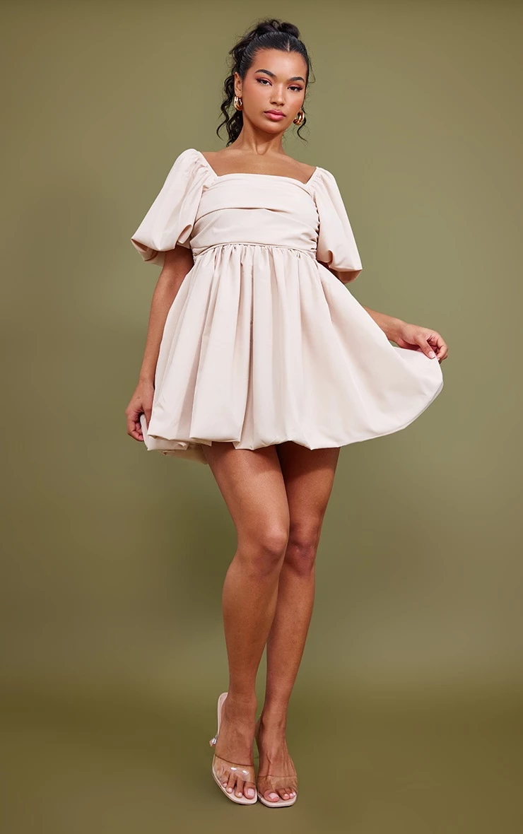 Cream Puff Sleeve Ruched Puffball Shift Dress 5 Cream Puff Sleeve Ruched Puffball Shift Dress - Image 3