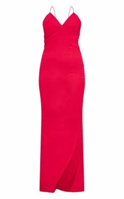 Red Stretch Woven Fishtail Maxi Dress -US Dresses Sales Store cbd29f33365360ecaa25a0b842e6ec766e080421 cnd9015 5