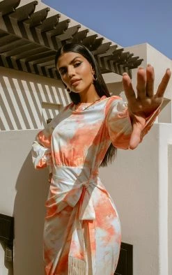 Orange Watercolour Print Tassel Tie Wrap Maxi Dress -US Dresses Sales Store cd87885cff8f0a9b645330ba0672dd64201aeb0c cmq5750 4