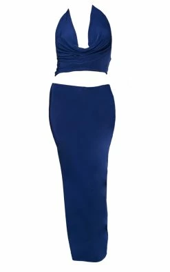 Navy Slinky Cowl Neck Cut Out Midi Dress -US Dresses Sales Store ceef633c30a88905ba7e33b0426677ac14cb73a4 cnc5925 5