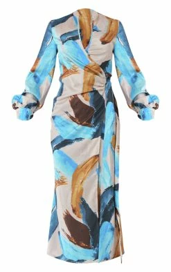Multi Abstract Print Satin Wrap Midaxi Dress -US Dresses Sales Store cf863b5e3e70ed83c898587917248177d2351883 cnd2043 5