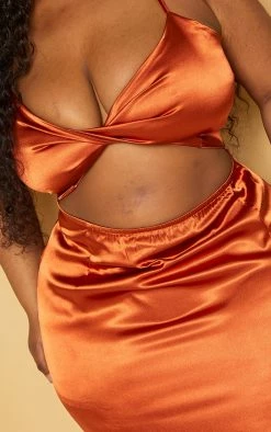 Plus Rust Satin Cut Out Midi Bodycon Dress -US Dresses Sales Store cf9202da2dc6422c6529d9e184d2319e1241b5b2 cmy4185 5