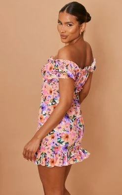 Multi Floral Print Ruched Cup Detail Frill Hem Bodycon Dress -US Dresses Sales Store cf9a39c306437e87294d71833703a6aec61e1dbc cmw9242 3