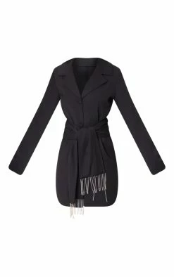 Tall Black Tie Waist Detail Blazer Dress -US Dresses Sales Store cfd3248098bd22a9a2d5389224641bfc181a7780 cnb6663 5