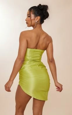 Lime Satin Underwired Cup Detail Ruched Bodycon Dress -US Dresses Sales Store d1341f3daf10c804b5a3bdb387d58e1591976cea cnd0378 2