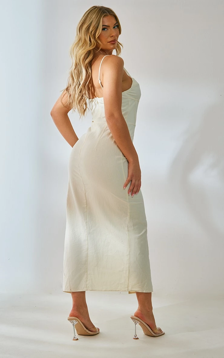 Sand Corset Detail Side Split Strappy Midaxi Dress 3 Sand Corset Detail Side Split Strappy Midaxi Dress - Image 2