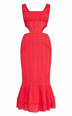 Red Broderie Anglaise Corset Detail Tiered Midaxi Dresss -US Dresses Sales Store d1ad1a0914c7e6d8f7ddb04f217db8b77185c6b1 cnd7582 5