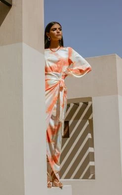 Orange Watercolour Print Tassel Tie Wrap Maxi Dress -US Dresses Sales Store d24d866b983611d7bc7c5f541215a9d22038cba4 cmq5750 3