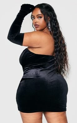 Plus Black Velvet V Bar Glove Detail Dress -US Dresses Sales Store d44e34721b4613eea6a8b81af3bf67f7e983fb3c cnb4176 2