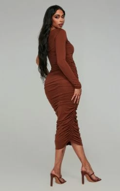 Chocolate Slinky One Shoulder Ruched Midi Dress 8 Chocolate Slinky One Shoulder Ruched Midi Dress -US Dresses Sales Store d50ca16d00279f9ac617e0fc82703d461de1a3d4 cnc3061 2