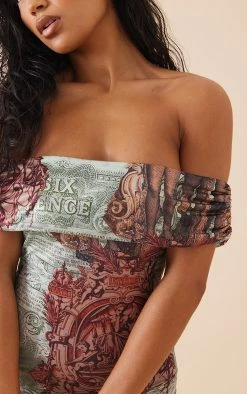 Multi Renaissance Print Slinky Bardot Drape Bodycon Dress -US Dresses Sales Store d580562b11e84cdad401a12cb1acbc3cd8a54a0d cnd5821 4