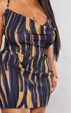 Plus Brown Zebra Printed Plisse Cowl Neck Bodycon Dress -US Dresses Sales Store d5ae39edffff31438366743b8c6744147927f1c4 cnc9752 4