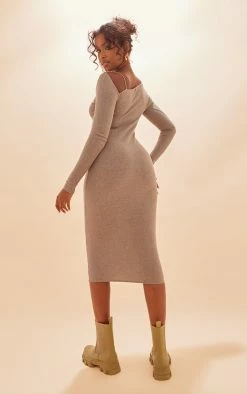 Sage Khaki Rib Cold Shoulder Strap Detail Midaxi Dress -US Dresses Sales Store d5b7670514a9484945374fbbe4043f268b828cf6 cnb7229 2