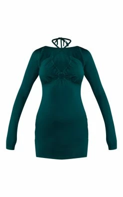 Emerald Green Slinky Trim Detail Long Sleeve Bodycon Dress -US Dresses Sales Store d5d9b02cb9662ed5980002b85099d82e3858706e cnc2295 5