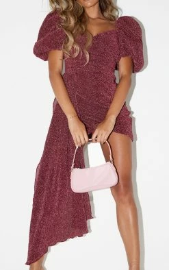 Burgundy Glitter Plisse Puff Sleeve Draped Bodycon Dress -US Dresses Sales Store d68bdb2a4e1c2d8b68beeaa53bfe15216619ff88 cnb3660 4