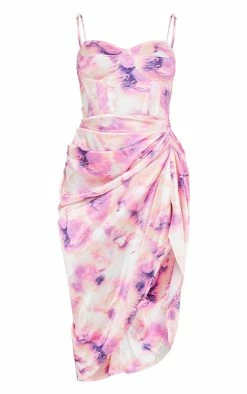 Lilac Tie Dye Print Satin Ruched Skirt Corset Detail Midi Dress -US Dresses Sales Store d78c3ba5047cc2f346bae1e6f72418ac3e6800c2 cmr2149 6