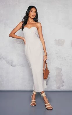 Stone Linen Look Bandeau Underwired Midaxi Dress -US Dresses Sales Store d7cffa8c04ed2ba7dd9706410d4ae5aecdfa8ebc cne1421 3