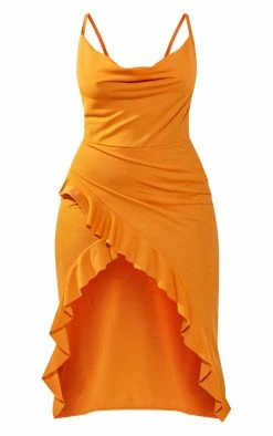 Plus Orange Crepe Ruffle Detail Midi Dress -US Dresses Sales Store d91cab007ffdb7416630a20e481bf5f9325b5e01 cnd8708 5