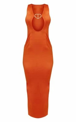 Tangerine Satin Plunge Trim Detail Strappy Midaxi Dress -US Dresses Sales Store d970662fd6fa47b53d7b42aa507468a42958cad1 cne1410 5