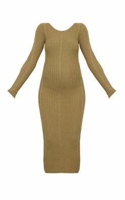 Maternity Khaki Knitted Midaxi Tie Back Bodycon Dress -US Dresses Sales Store da8c910436b27609173fff0df1acfa0d2ddf57ec cnd2820 5