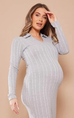 Maternity Light Grey Ribbed Polo Neck Maxi Dress 10 Maternity Light Grey Ribbed Polo Neck Maxi Dress -US Dresses Sales Store dac8261876522e53110f2af491cd29d1ca13e13c cnd3129 4