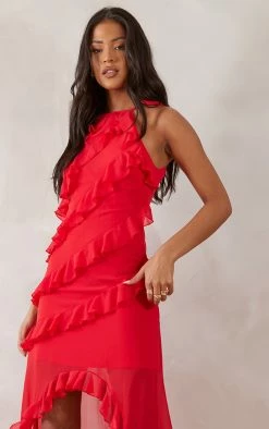 Tall Red Strappy Frilled Maxi Dress -US Dresses Sales Store ddcb11a2e2537794db7aded544fe339ca9bded87 cnd3482 4