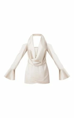 Cream Satin Cowl Cold Shoulder Shift Dress -US Dresses Sales Store ded6740c6ff8f45a14484dfeb328c0ad967d1f4f cnd5830 5