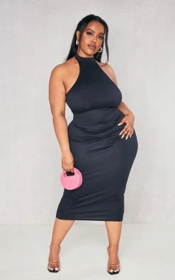 Plus Black High Neck Midi Dress -US Dresses Sales Store df2332c5be6874ac82e8ad720ab70b3b88154c8b cnc9677 1
