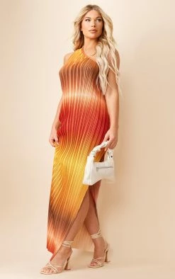 Brown Ombre Plisse One Shoulder Scoop Back Maxi Dress -US Dresses Sales Store df452ed514c9a6520cab00f38ddb4a9524eee889 cne2949 3